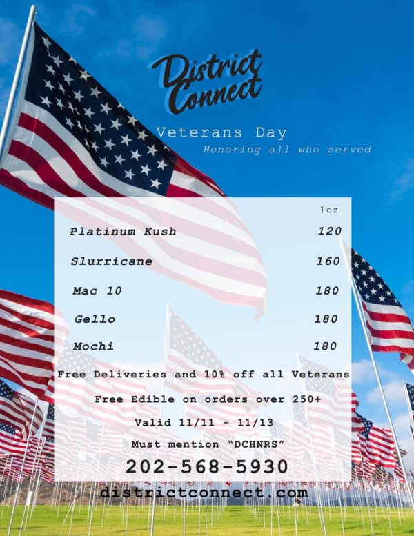 Veterans Day District Connect Washington DC weed delivery