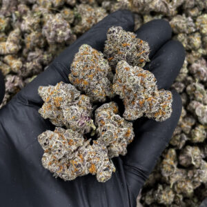 Purple Cake Batter indica-dominant strain 23–25% THC available via weed delivery in Washington DC, Virginia, Maryland, and Richmond VA