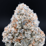 Pink Certz cannabis flower – premium hybrid strain (24–27% THC) with sparkling neon-green buds, pink-orange hairs, and frosty golden-pink trichomes. Available for weed delivery in Washington DC, Arlington, Alexandria, and Fairfax VA.