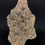 Pink Monet hybrid strain (26–30% THC) with cherry and citrus aroma, purple buds, and uplifting calm effects, available for weed delivery in Washington DC and Northern Virginia via District Connect.